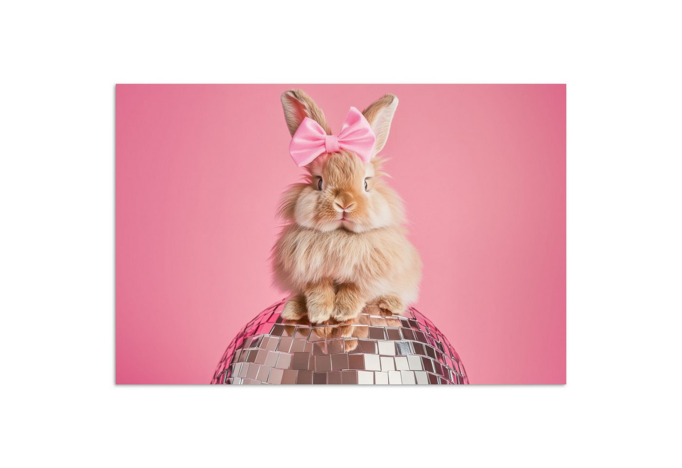 MuchoWow Poster Schleife - Discoball - Kaninchen, (1 St), Poster ohne Rahmen, Wandbild, Wandposter, 30x20 cm von MuchoWow