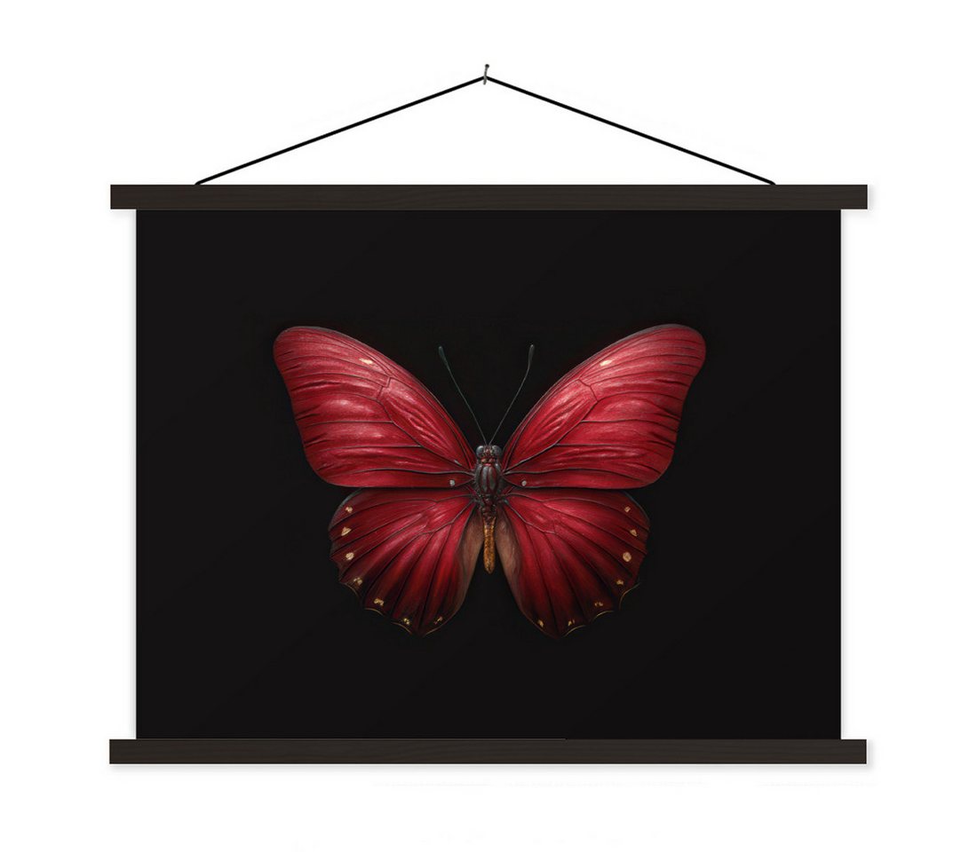 MuchoWow Poster Schmetterling - Rot - Minimalistisch, (1 St), Magnetische Posterleiste, Holzleisten, Textilposter, 40x30 cm von MuchoWow