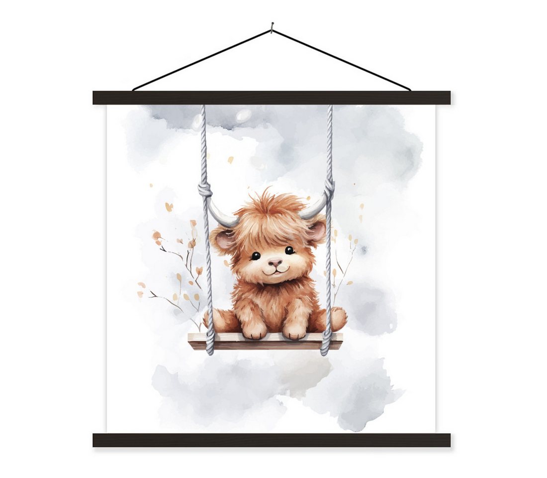MuchoWow Poster Schottischer Hochländer - Tier - Kinder, (1 St), Magnetische Posterleiste, Holzleisten, Textilposter, 40x40 cm von MuchoWow