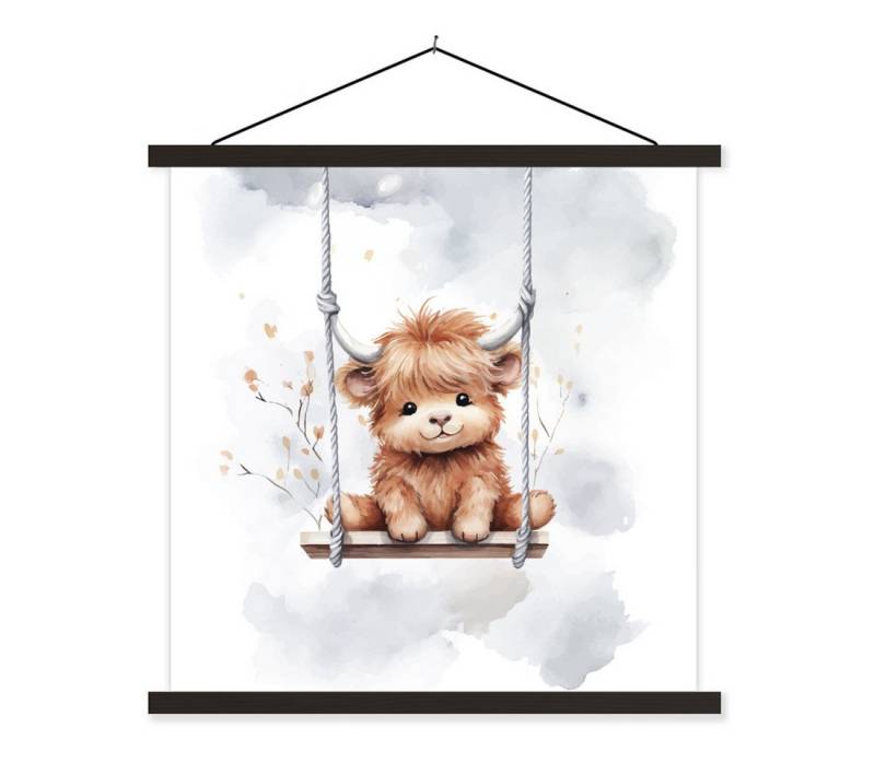 MuchoWow Poster Schottischer Hochländer - Tier - Kinder, (1 St), Magnetische Posterleiste, Holzleisten, Textilposter, 40x40 cm von MuchoWow