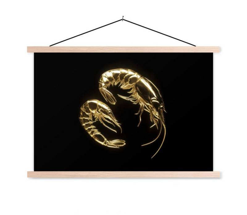 MuchoWow Poster Shrimps - Schwarz - Gold - Tiere MuchoWow Poster Shrimps - Schwarz - Gold - Tiere von MuchoWow