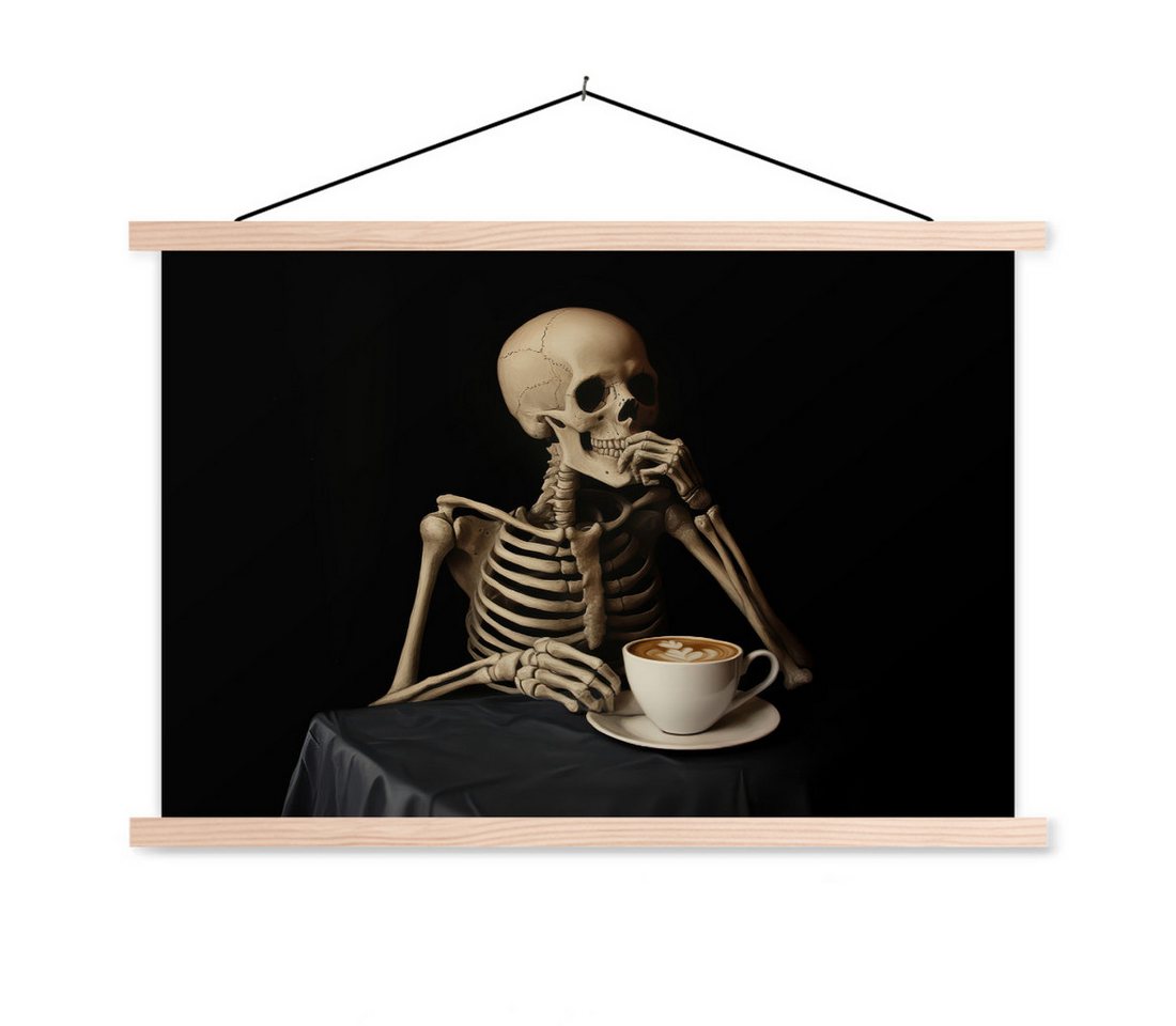 MuchoWow Poster Skelett - Kaffee - Getränk - Schädel - Tisch von MuchoWow