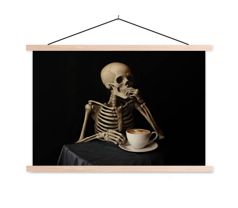 MuchoWow Poster Skelett - Kaffee - Getränk - Schädel - Tisch von MuchoWow