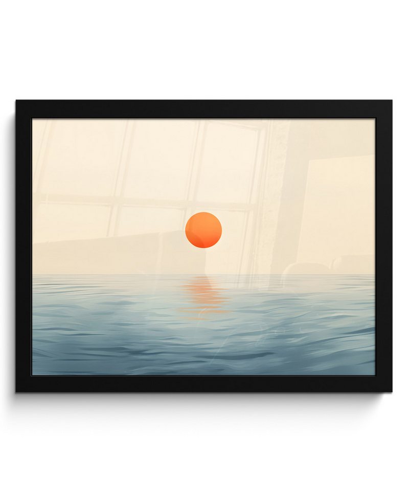 MuchoWow Poster Sonne - Orange - Meer, (1 St), Bilderrahmen, Deko für Wohnzimmer und Schlafzimmer, 40x30 cm von MuchoWow