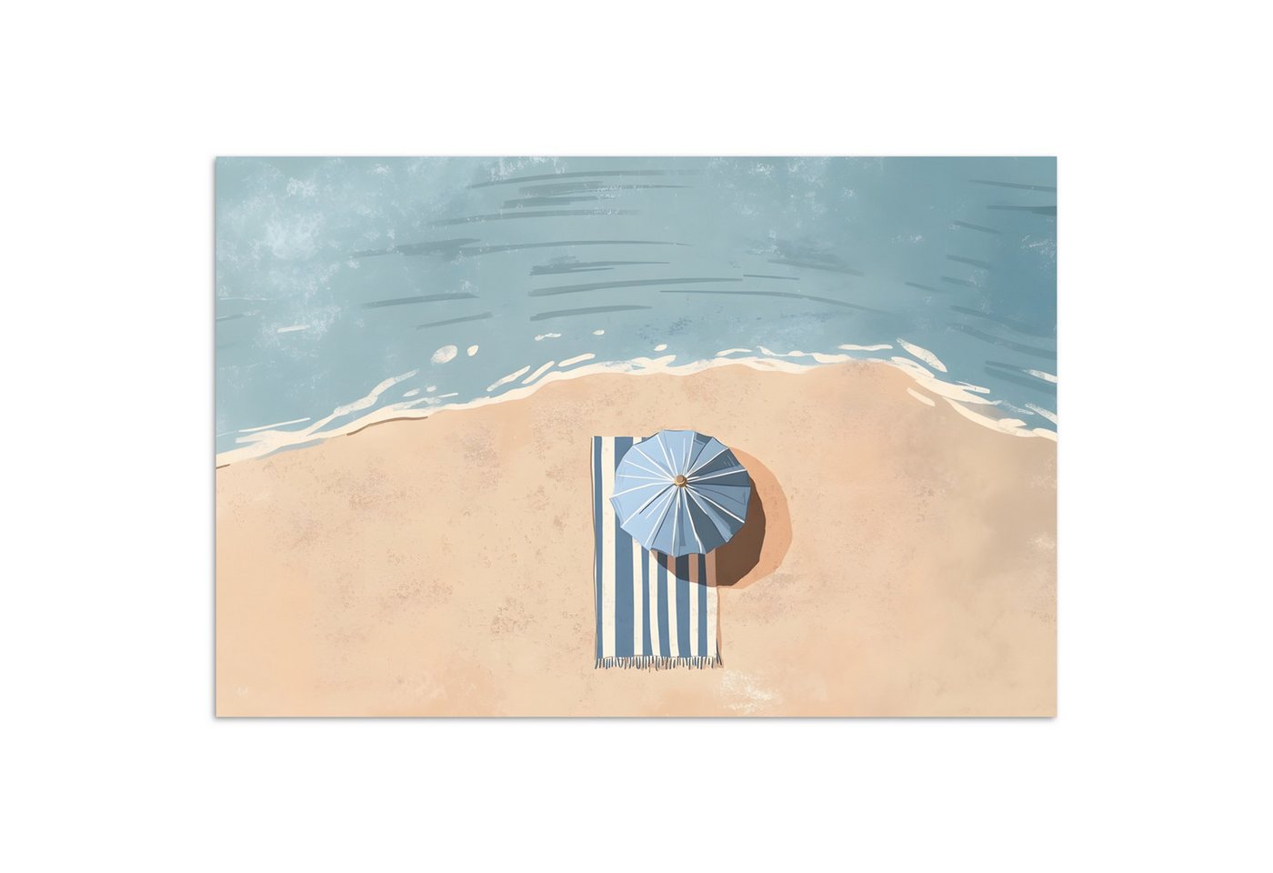 MuchoWow Poster Strandtuch - Streifen - Sonnenschirm - Strand, (1 St), Poster ohne Rahmen, Wandbild, Wandposter, 30x20 cm von MuchoWow