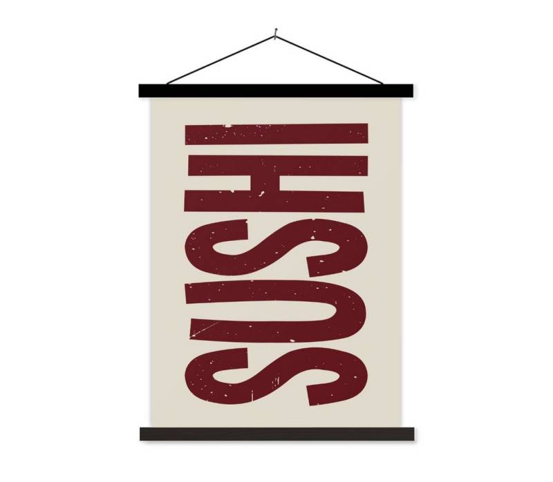 MuchoWow Poster Sushi - Rot - Japandi - Dekoration, (1 St), Magnetische Posterleiste, Holzleisten, Textilposter, 40x53 cm von MuchoWow