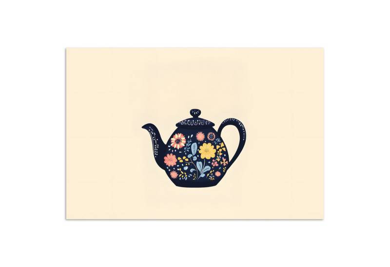 MuchoWow Poster Teekanne - Bunt - Blumen, (1 St), Poster ohne Rahmen, Wandbild, Wandposter, 30x20 cm von MuchoWow