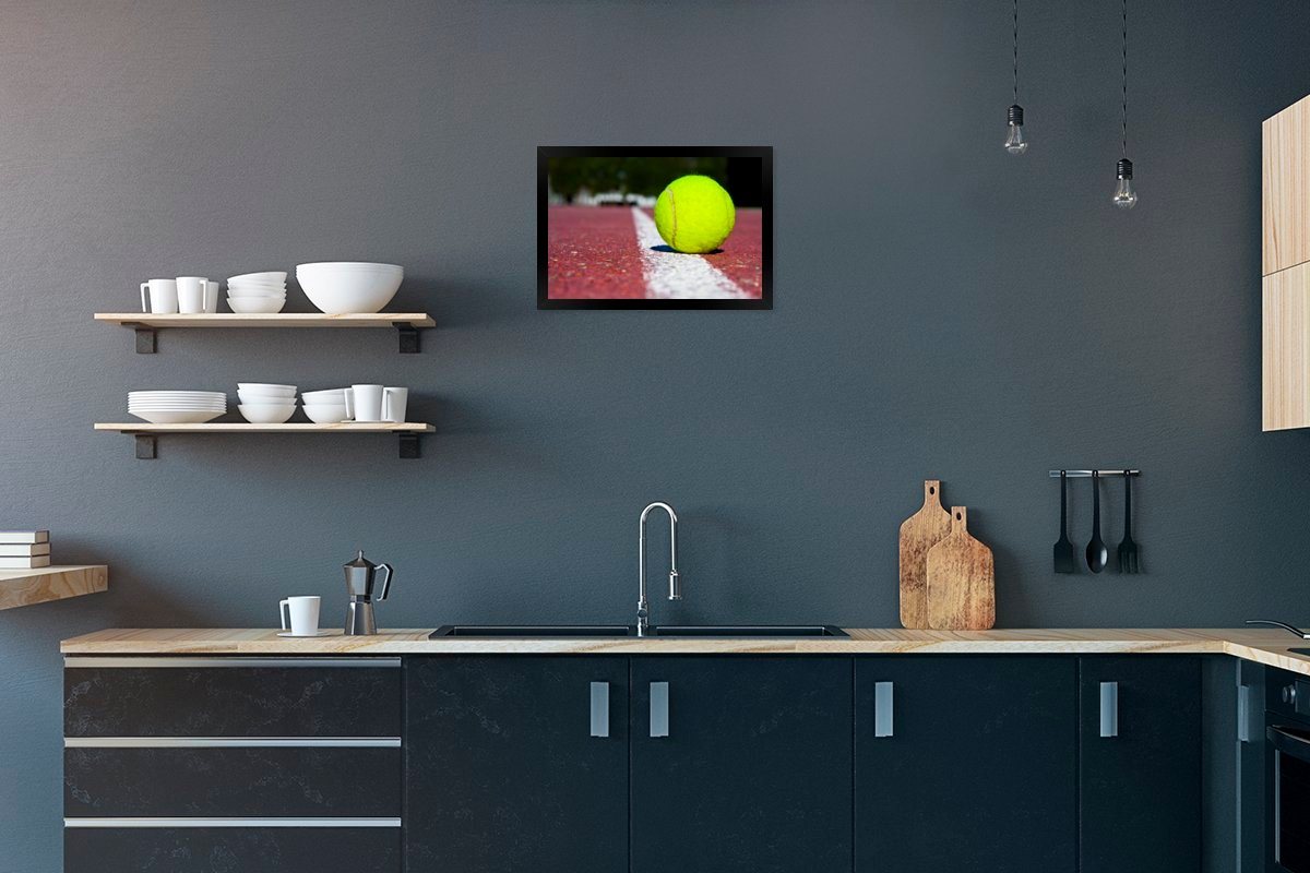 MuchoWow Poster Tennisball auf dem Tennisplatz, (1 St), Wandbilder, Deko Wohnzimmer Schlafzimmer, 30x20 cm von MuchoWow