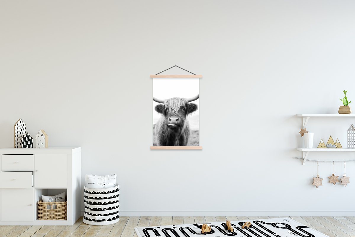 MuchoWow Poster Tiere - Schottischer Highlander - Kuh - Schwarz - Weiß MuchoWow Poster Tiere - Schottischer Highlander - Kuh - Schwarz - Weiß von MuchoWow