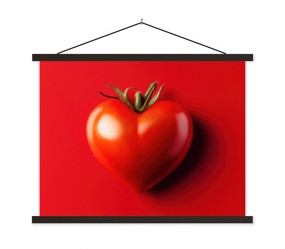 MuchoWow Poster Tomate - Rot - Herz, (1 St), Magnetische Posterleiste, Holzleisten, Textilposter, 40x30 cm von MuchoWow