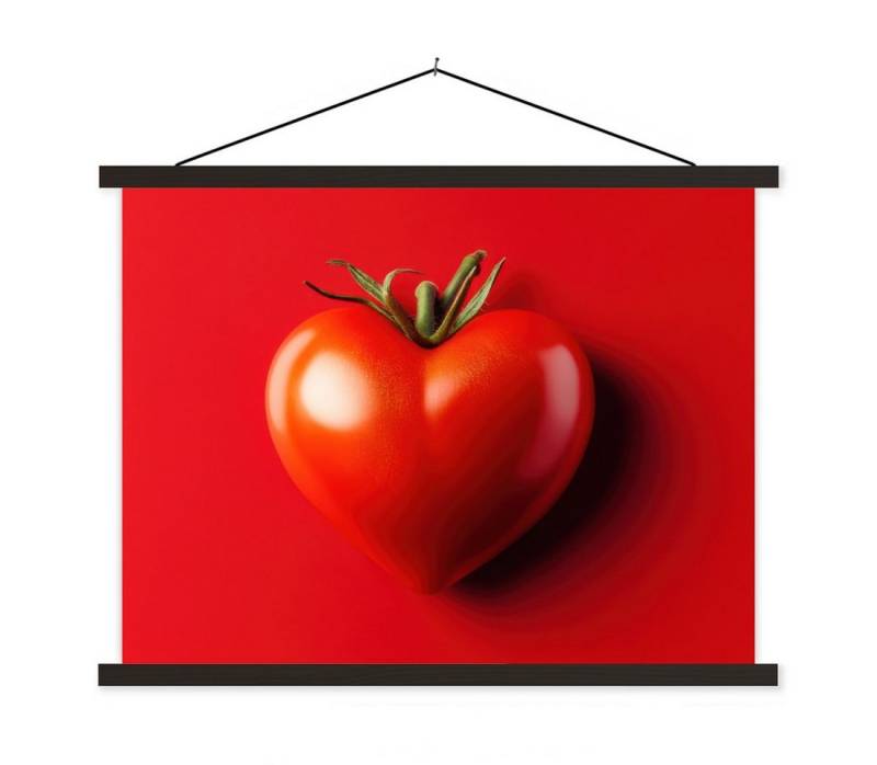 MuchoWow Poster Tomate - Rot - Herz, (1 St), Magnetische Posterleiste, Holzleisten, Textilposter, 40x30 cm von MuchoWow