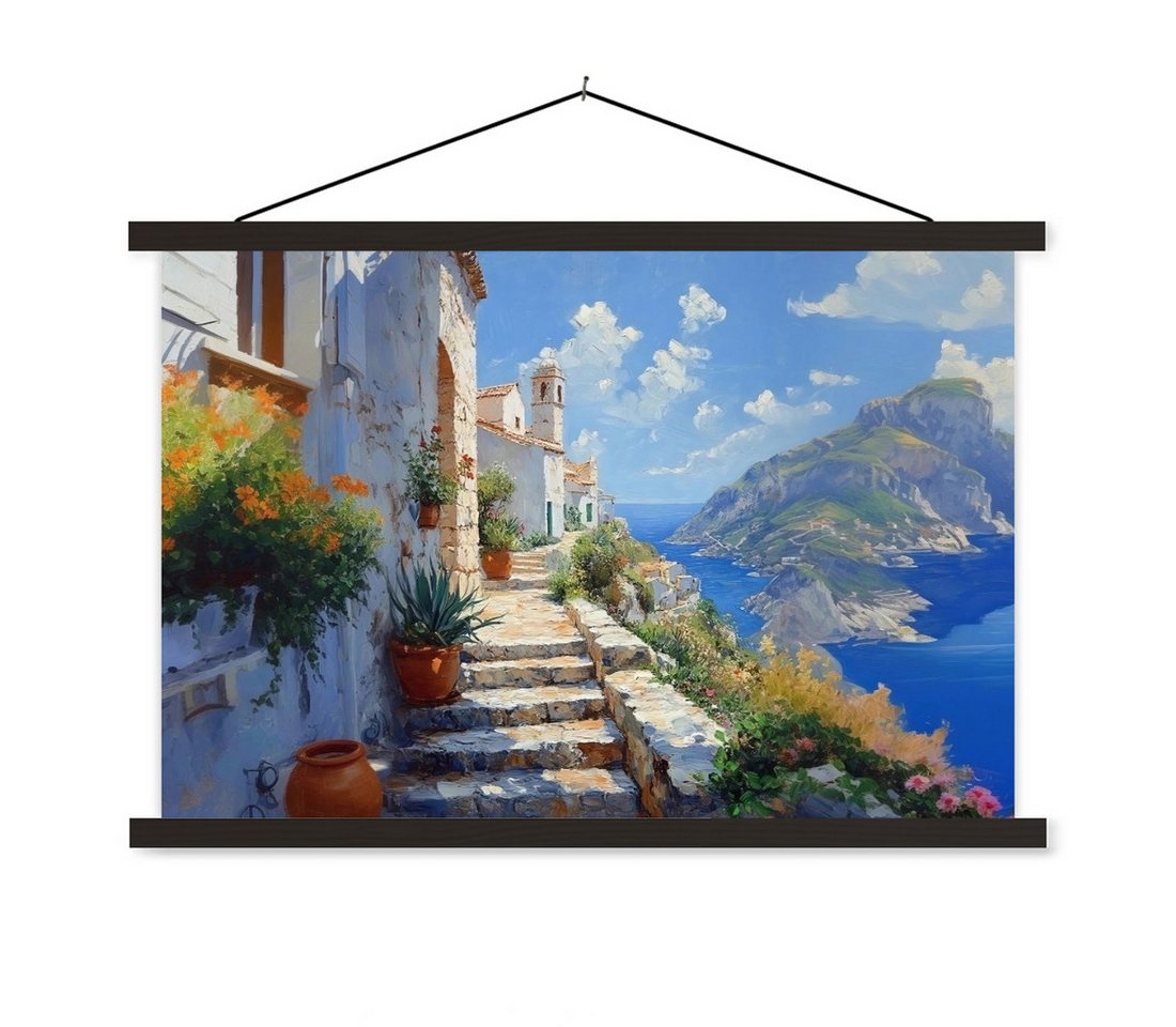 MuchoWow Poster Treppe - Häuser - Berglandschaft - Meer MuchoWow Poster Treppe - Häuser - Berglandschaft - Meer von MuchoWow