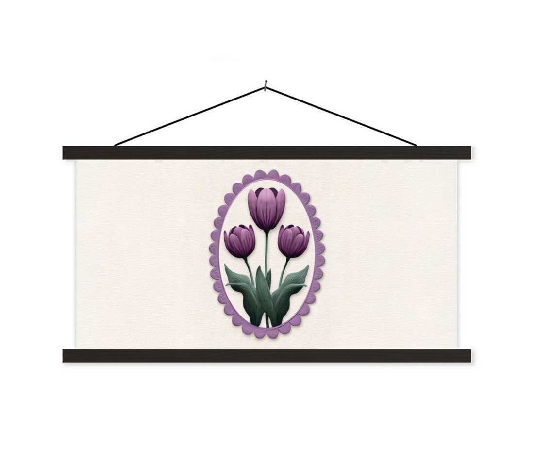 MuchoWow Poster Tulpen - Lila - Liste - Blätter, (1 St), Magnetische Posterleiste, Holzleisten, Textilposter, 60x30 cm MuchoWow Poster Tulpen - Lila - Liste - Blätter, (1 St), Magnetische Posterleiste, Holzleisten, Textilposter, 60x30 cm von MuchoWow