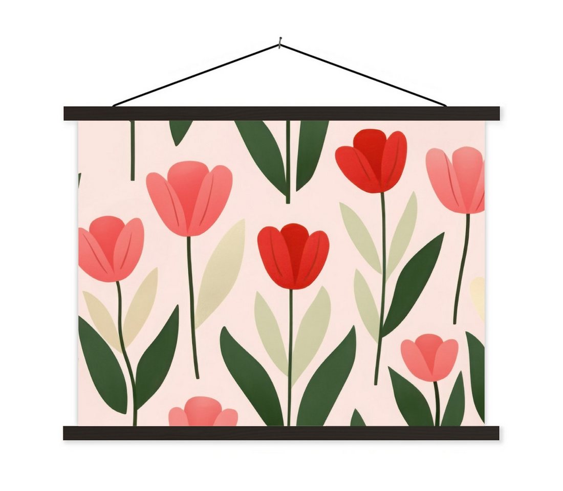 MuchoWow Poster Tulpen - Modern - Rosa, (1 St), Magnetische Posterleiste, Holzleisten, Textilposter, 40x30 cm von MuchoWow