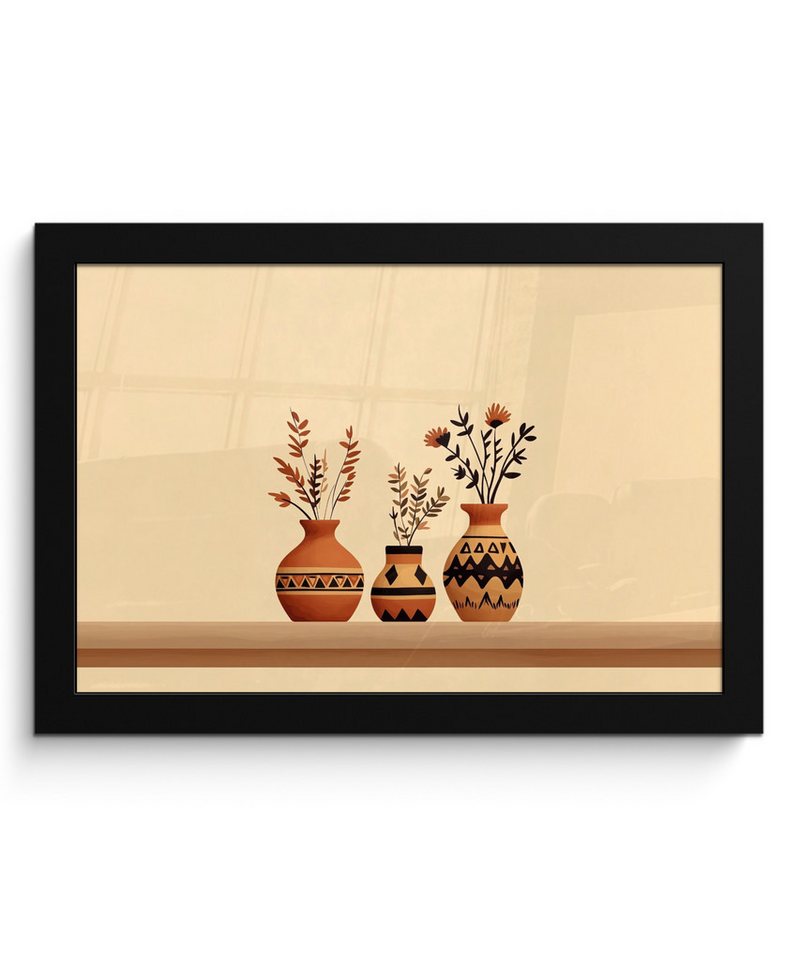 MuchoWow Poster Vasen - Blumen - Blätter - Minimalistisch, (1 St), Bilderrahmen, Zimmer Deko, Bild für Wohnzimmer, 20x30 cm von MuchoWow