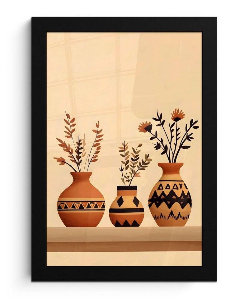 MuchoWow Poster Vasen - Blumen - Blätter - Minimalistisch, (1 St), Bilderrahmen, Zimmer Deko, Bild für Wohnzimmer, 20x30 cm von MuchoWow
