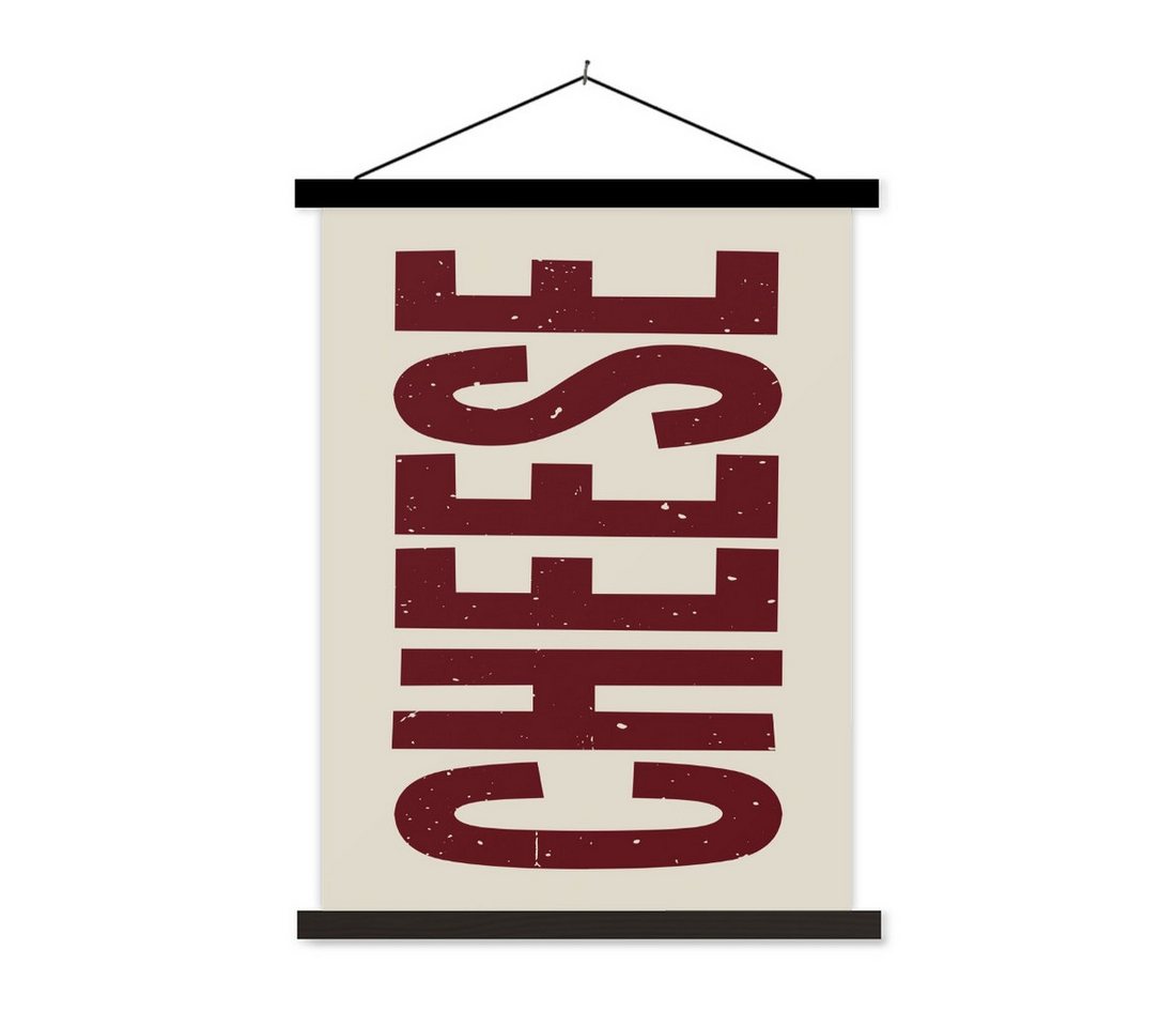 MuchoWow Poster Vintage - Rot - Dekoration - Japanisch, (1 St), Magnetische Posterleiste, Holzleisten, Textilposter, 40x53 cm von MuchoWow