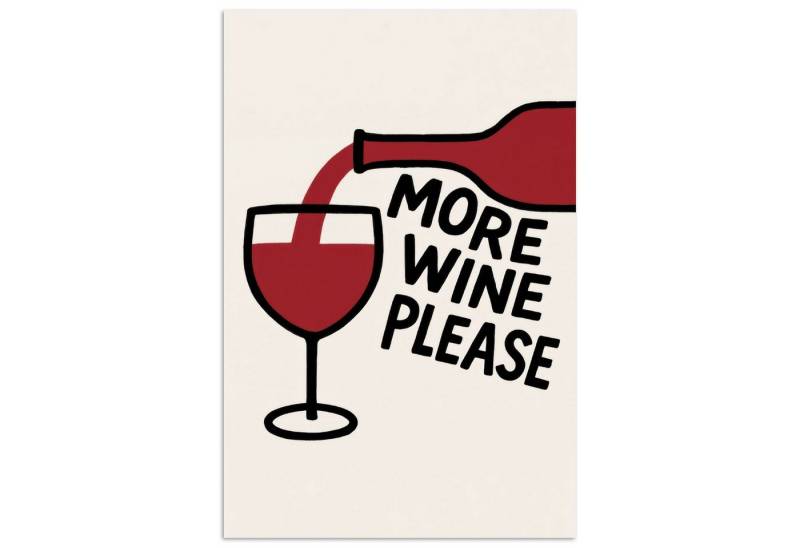 MuchoWow Poster Weinflasche - Zitat - Rot - Glas, (1 St), Poster ohne Rahmen, Wandbild, Wandposter, 20x30 cm von MuchoWow