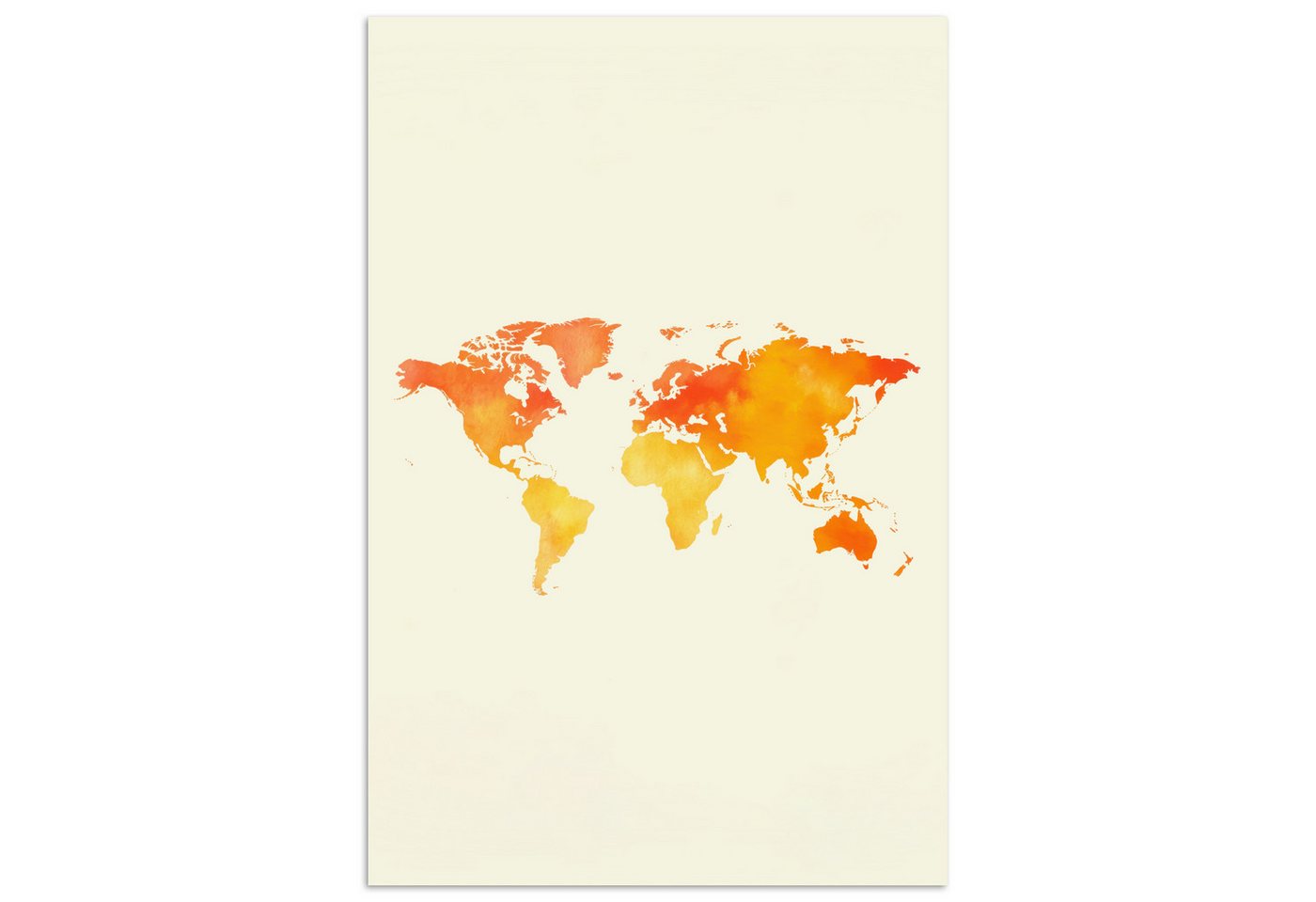 MuchoWow Poster Weltkarte - Orange - Farbenfroh, (1 St), Poster ohne Rahmen, Wandbild, Wandposter, 20x30 cm von MuchoWow