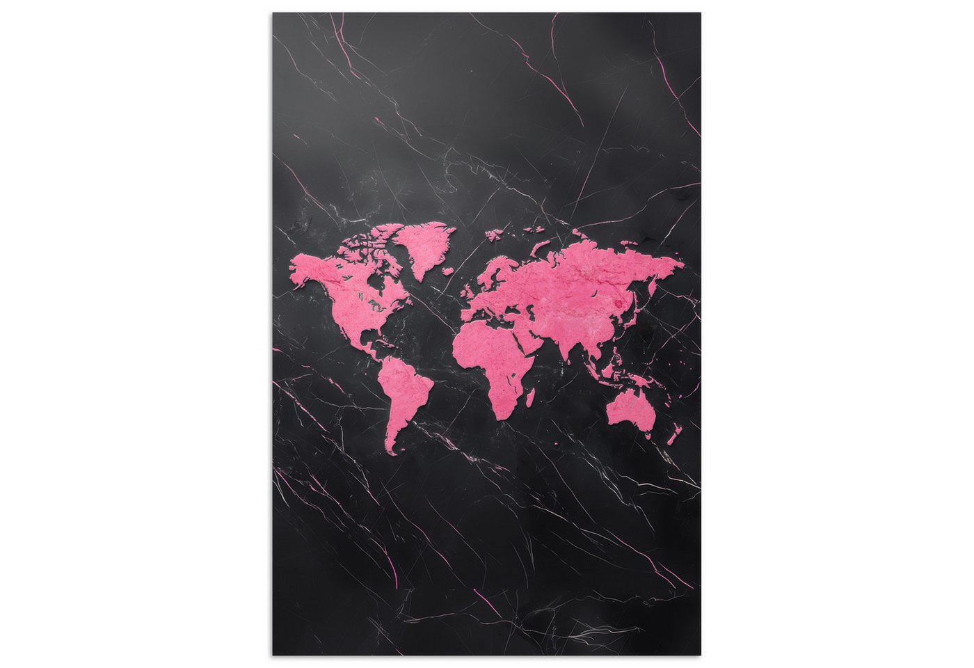 MuchoWow Poster Weltkarte - Rosa - Marmor, (1 St), Poster ohne Rahmen, Wandbild, Wandposter, 20x30 cm von MuchoWow