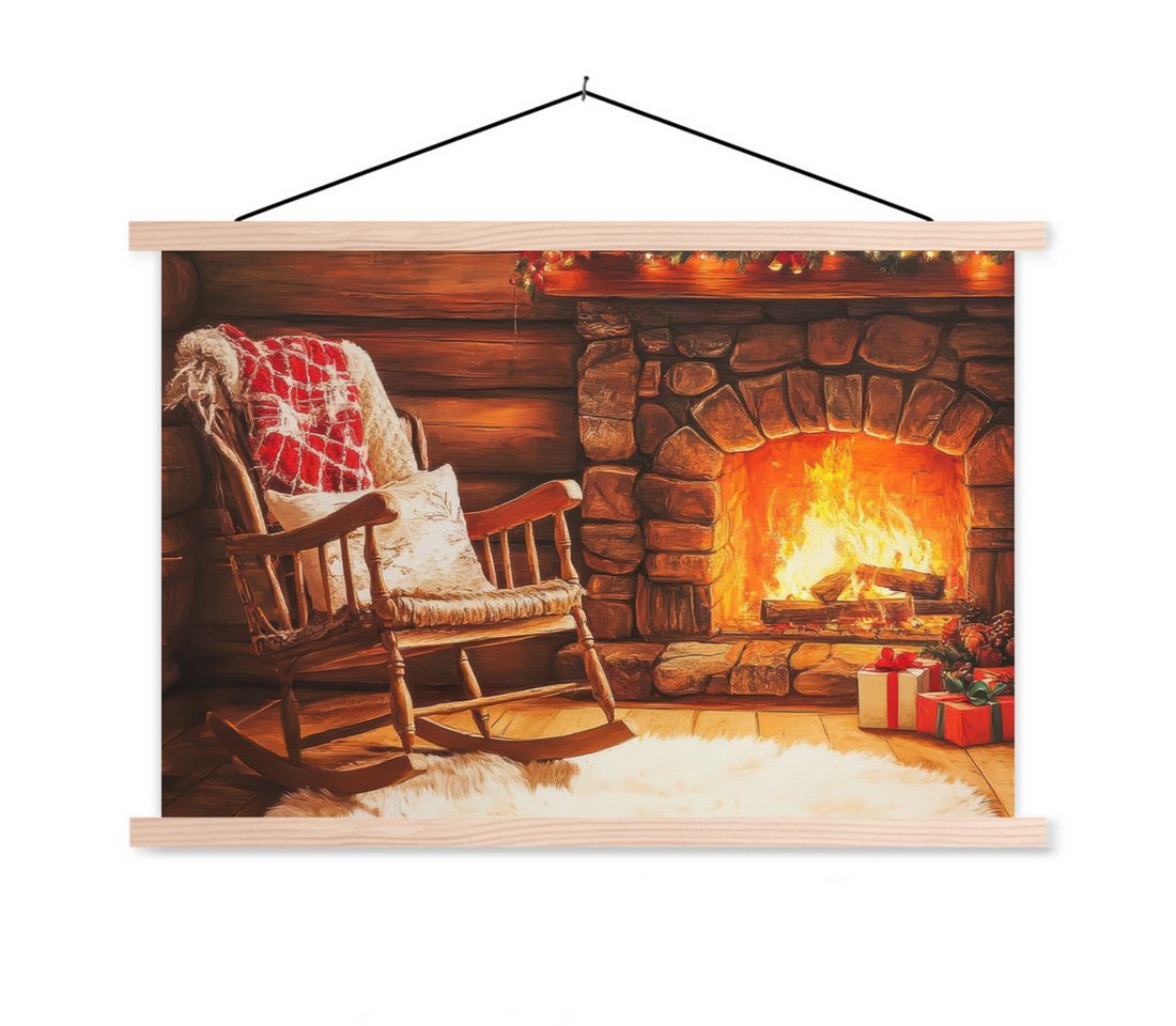MuchoWow Poster Winter - Weihnachten - Zuhause - Kamin von MuchoWow