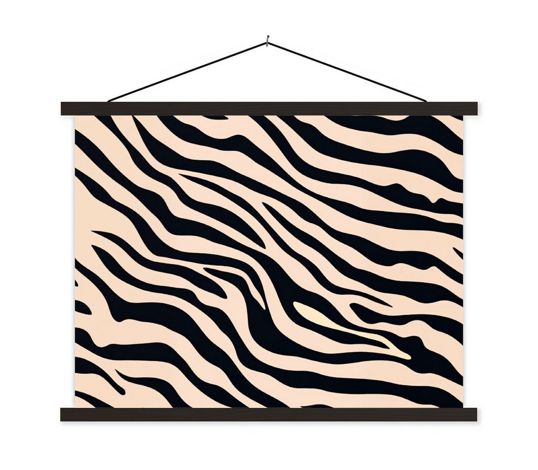 MuchoWow Poster Zebradruck - Dynamisch - Rosa, (1 St), Magnetische Posterleiste, Holzleisten, Textilposter, 40x30 cm von MuchoWow