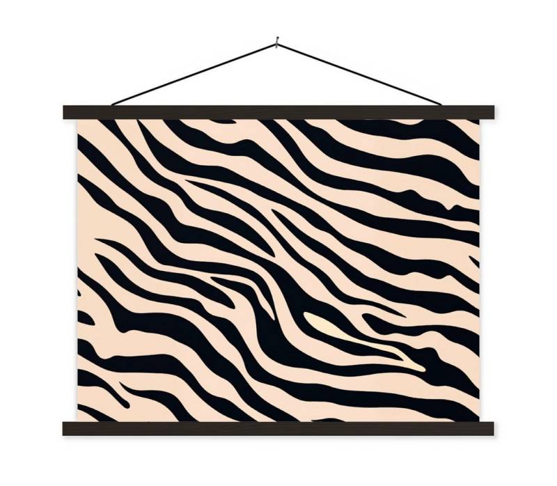 MuchoWow Poster Zebradruck - Dynamisch - Rosa, (1 St), Magnetische Posterleiste, Holzleisten, Textilposter, 40x30 cm von MuchoWow