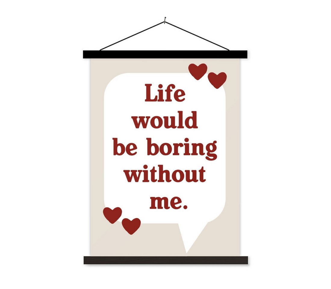 MuchoWow Poster Zitat - Textballon - Herzen, (1 St), Magnetische Posterleiste, Holzleisten, Textilposter, 40x53 cm von MuchoWow