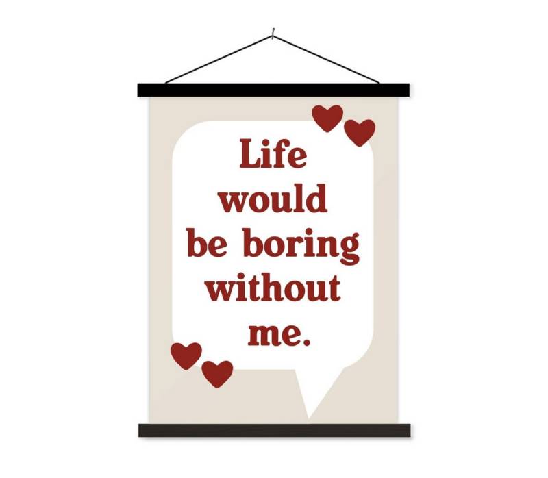 MuchoWow Poster Zitat - Textballon - Herzen, (1 St), Magnetische Posterleiste, Holzleisten, Textilposter, 40x53 cm von MuchoWow