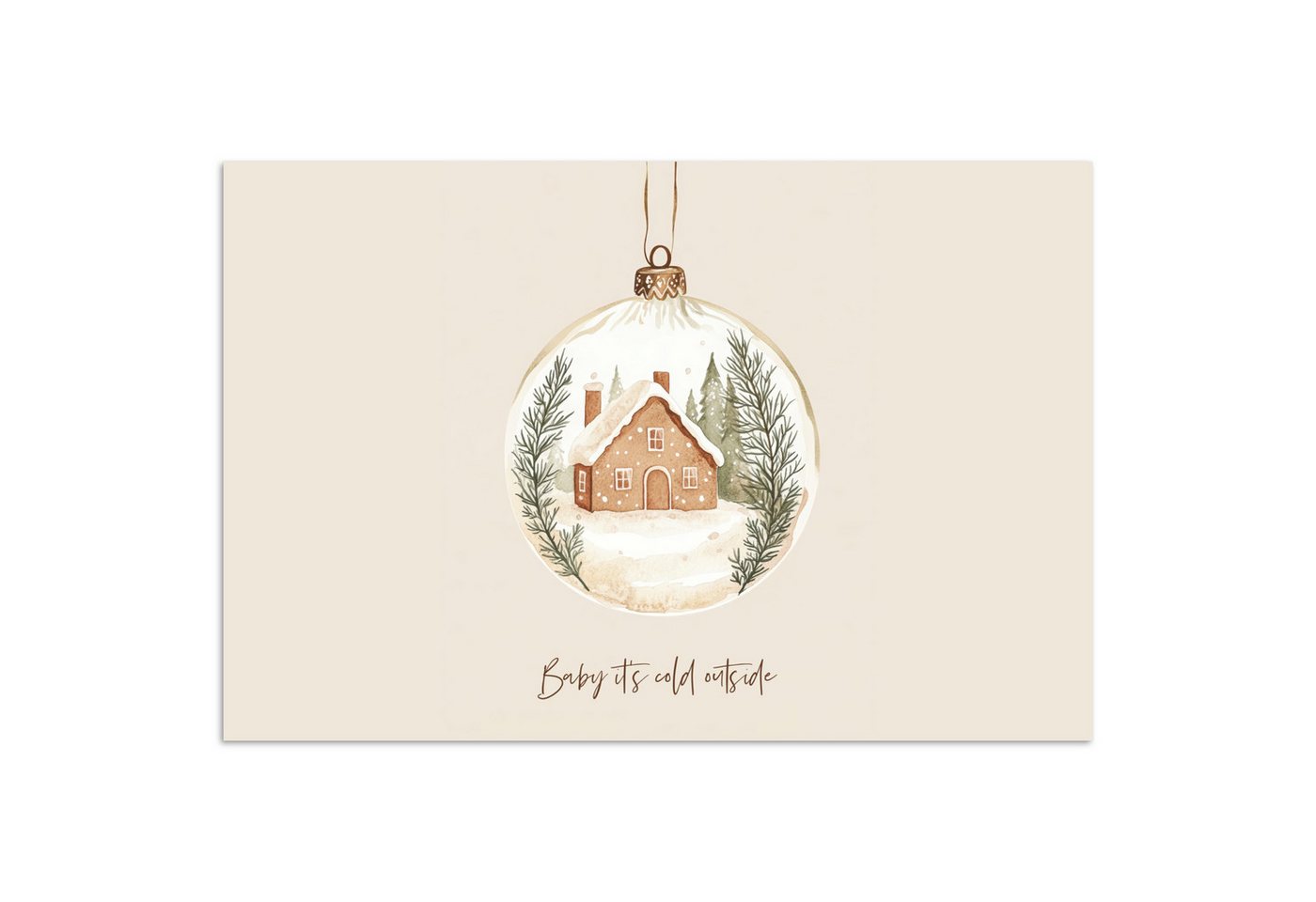 MuchoWow Poster Zitat - Winter - Weihnachten - Beige - Weihnachtskugel, (1 St), Poster ohne Rahmen, Wandbild, Wandposter, 30x20 cm von MuchoWow