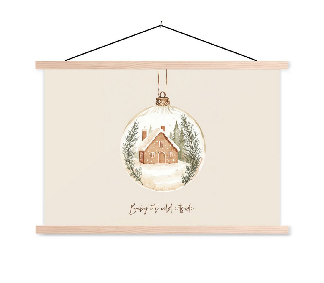 MuchoWow Poster Zitat - Winter - Weihnachten - Beige - Weihnachtskugel von MuchoWow