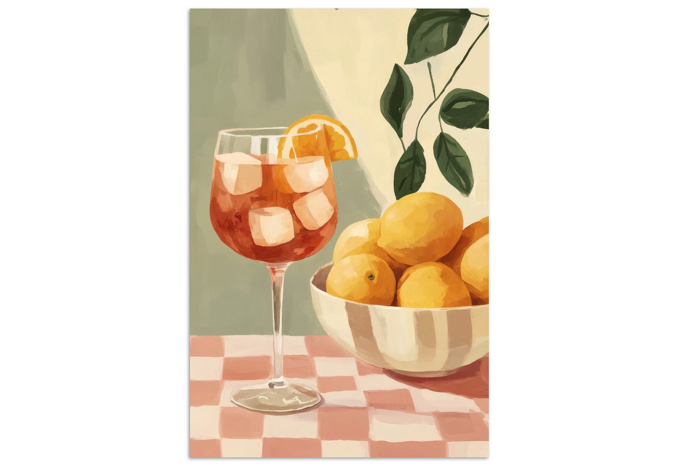 MuchoWow Poster Zitronen - Glas - Tischtuch - Blockiert, (1 St), Poster ohne Rahmen, Wandbild, Wandposter, 30x20 cm von MuchoWow