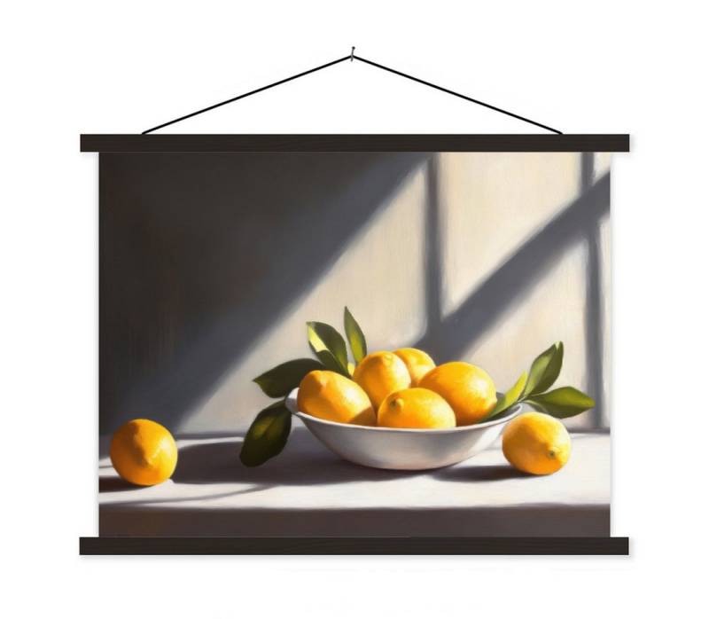 MuchoWow Poster Zitronen - Stilleben - Gelb, (1 St), Magnetische Posterleiste, Holzleisten, Textilposter, 40x30 cm von MuchoWow