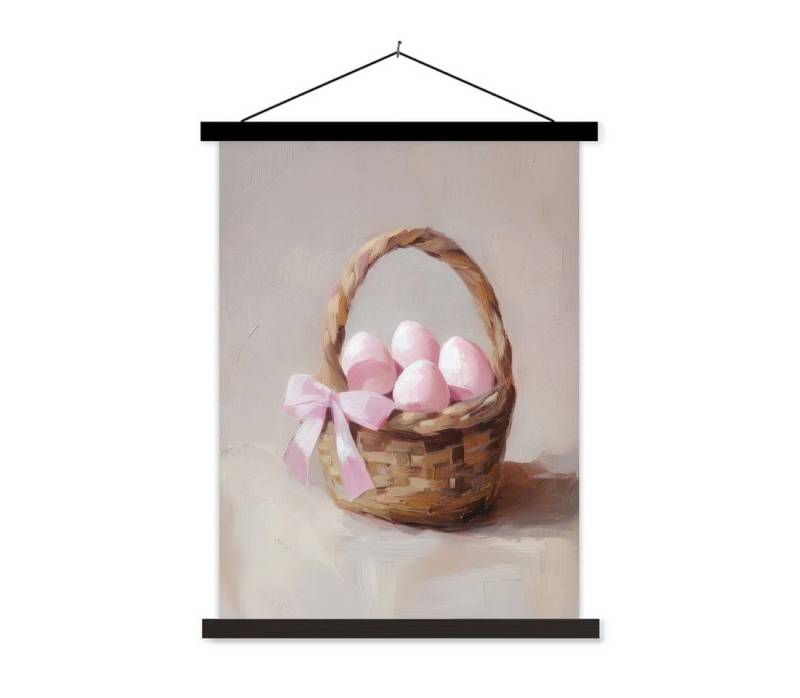 MuchoWow Poster Korb - Eier - Rosa von MuchoWow
