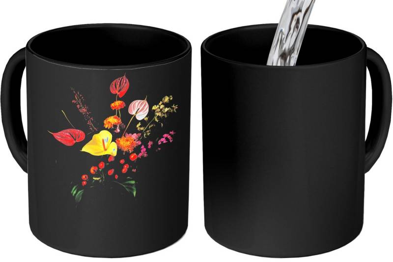 MuchoWow Tasse Blumen - Vase - Schwarz von MuchoWow