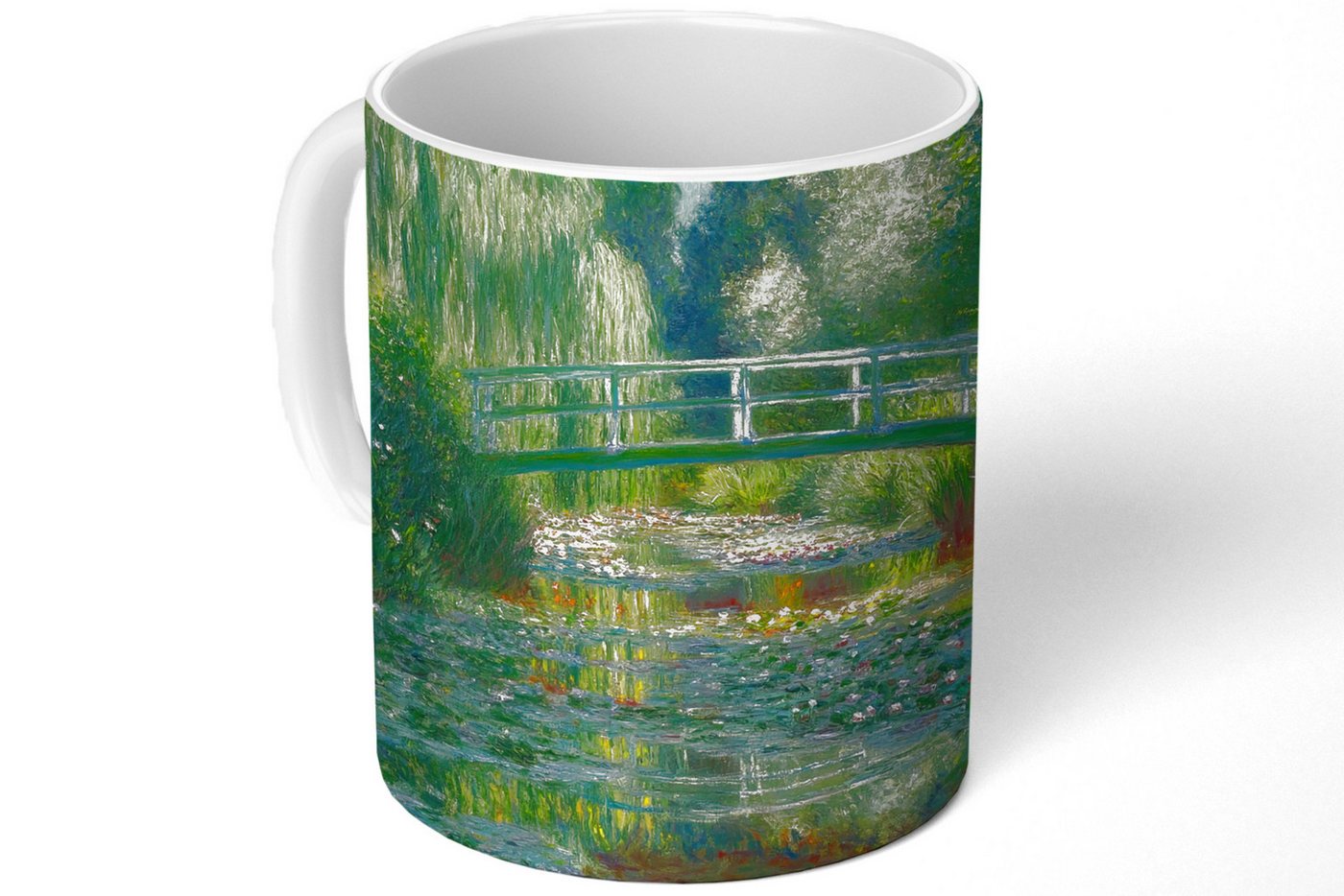MuchoWow Tasse Brücke - Holz - Teich - Seerosen, Keramik, Kaffeetassen, Teetasse, Becher, Kaffeebecher, Geschenk von MuchoWow