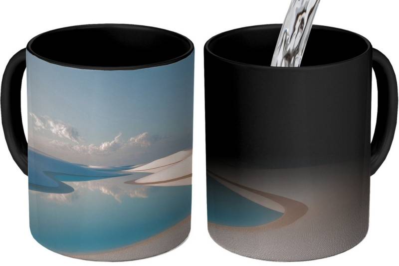 MuchoWow Tasse Dünen - Teich - Unendliche Stille, Keramik, Farbwechsel, Kaffee Tassen, Teetasse, Zaubertasse, Geschenk von MuchoWow