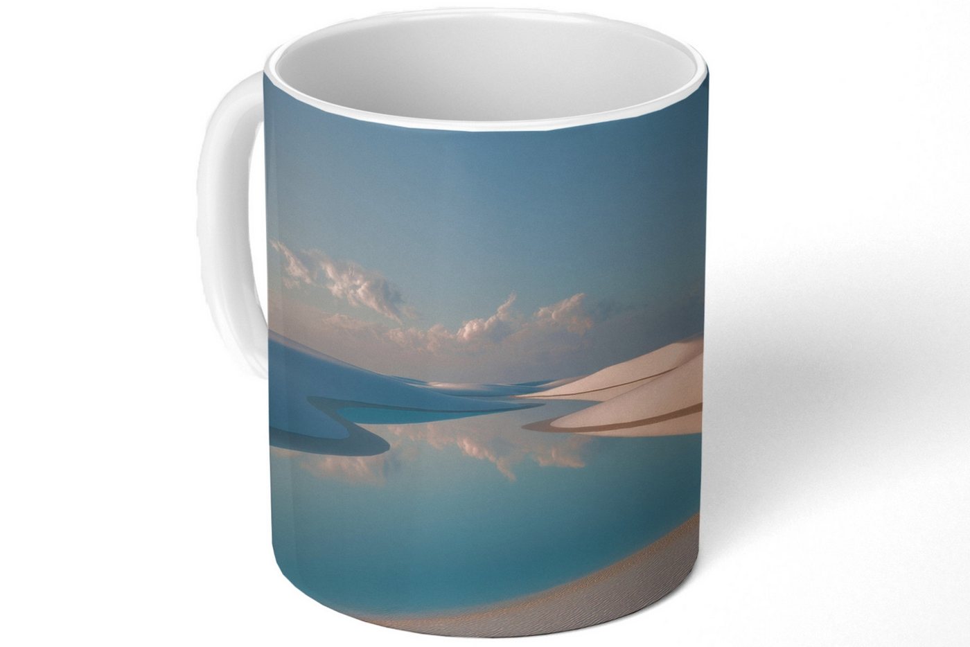 MuchoWow Tasse Dünen - Teich - Unendliche Stille, Keramik, Kaffeetassen, Teetasse, Becher, Kaffeebecher, Geschenk von MuchoWow