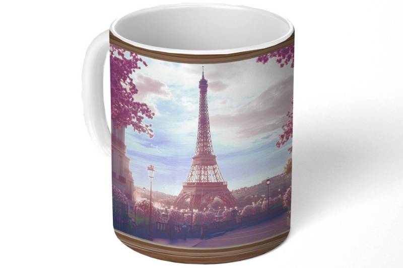 MuchoWow Tasse Durchsichtig - Paris - Eiffelturm - Rosa - Kirschblüte, Keramik, Kaffeetassen, Teetasse, Becher, Kaffeebecher, Geschenk MuchoWow Tasse Durchsichtig - Paris - Eiffelturm - Rosa - Kirschblüte, Keramik, Kaffeetassen, Teetasse, Becher, Kaffeebecher, Geschenk von MuchoWow