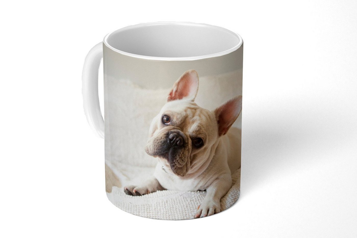 MuchoWow Tasse Französische Bulldogge - Bank - Vorleger, Keramik, Kaffeetassen, Teetasse, Becher, Teetasse, Geschenk von MuchoWow