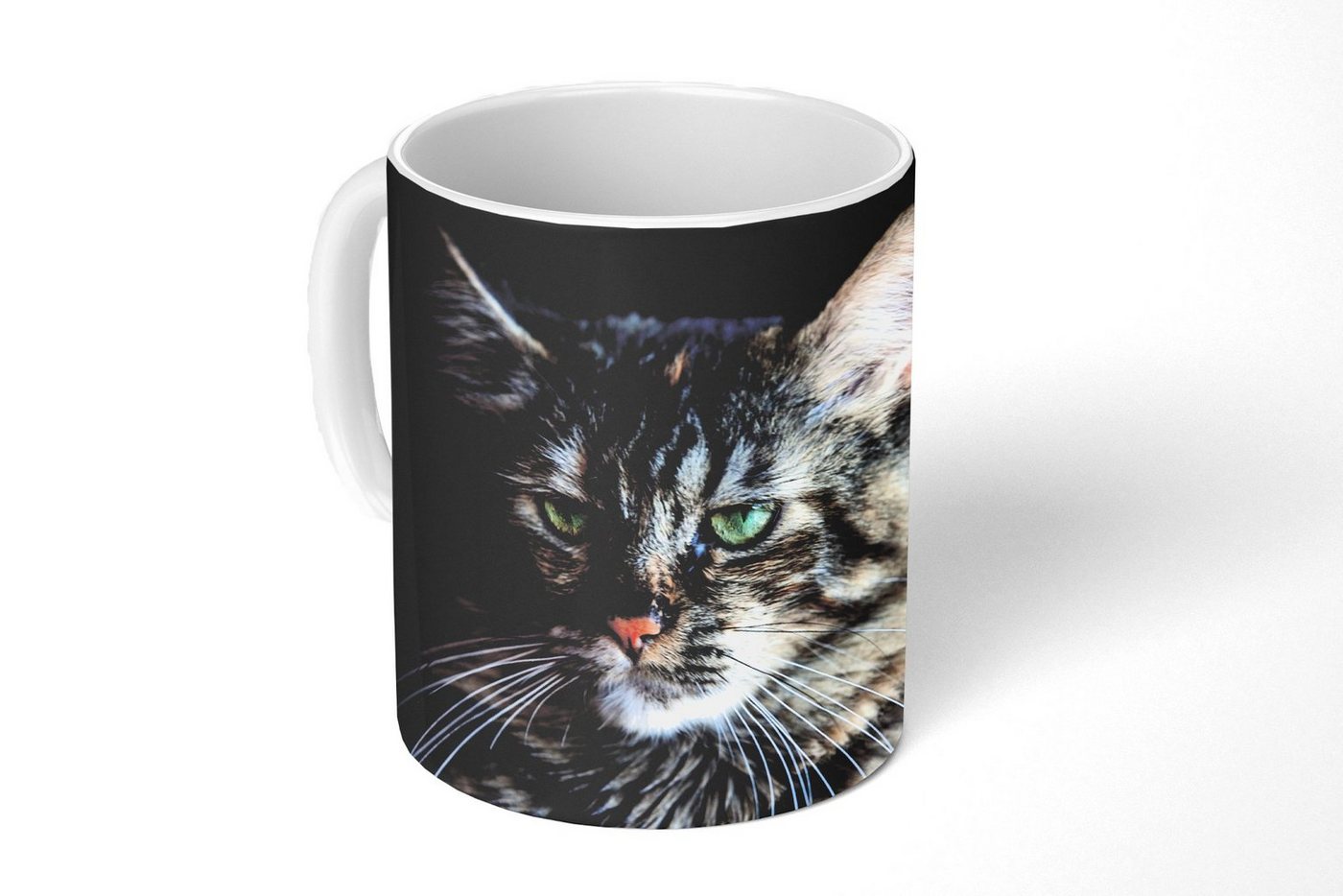 MuchoWow Tasse Maine Coon Katze mit schwarzem Hintergrund, Keramik, Kaffeetassen, Teetasse, Becher, Teetasse, Geschenk von MuchoWow