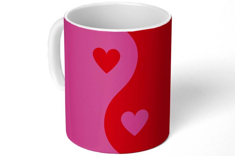 MuchoWow Tasse Minimalistisch - Rot - Rosa - Herzen MuchoWow Tasse Minimalistisch - Rot - Rosa - Herzen von MuchoWow