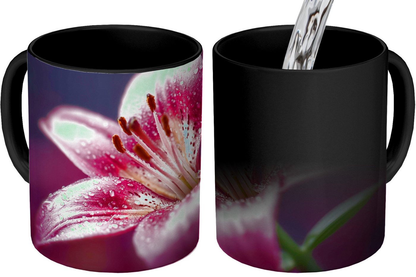 MuchoWow Tasse Rosa - Lilie - Tautropfen, Keramik, Farbwechsel, Kaffee Tassen, Teetasse, Zaubertasse, Geschenk MuchoWow Tasse Rosa - Lilie - Tautropfen, Keramik, Farbwechsel, Kaffee Tassen, Teetasse, Zaubertasse, Geschenk von MuchoWow