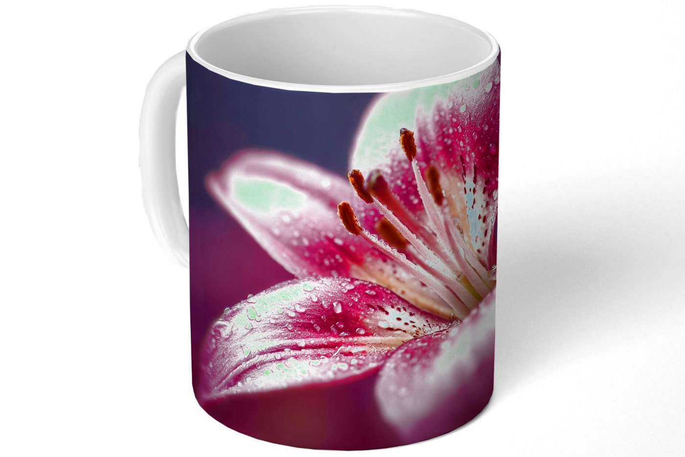 MuchoWow Tasse Rosa - Lilie - Tautropfen, Keramik, Kaffeetassen, Teetasse, Becher, Kaffeebecher, Geschenk MuchoWow Tasse Rosa - Lilie - Tautropfen, Keramik, Kaffeetassen, Teetasse, Becher, Kaffeebecher, Geschenk von MuchoWow