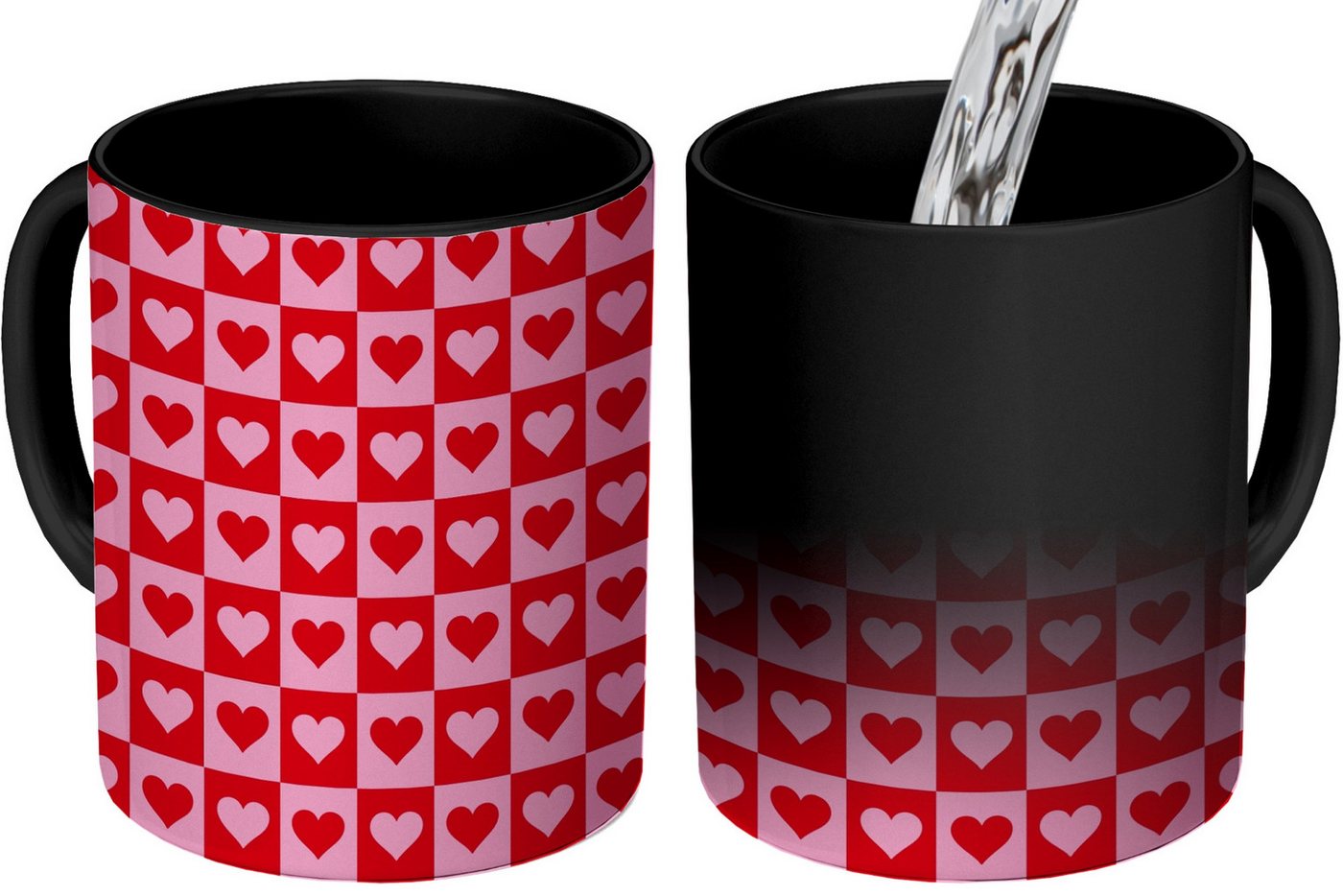 MuchoWow Tasse Rot - Rosa - Schachbrett - Valentinstag MuchoWow Tasse Rot - Rosa - Schachbrett - Valentinstag von MuchoWow