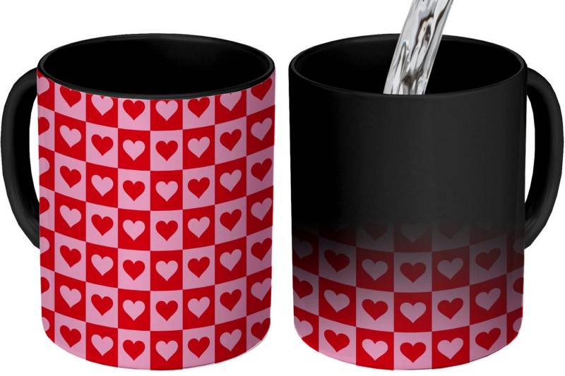 MuchoWow Tasse Rot - Rosa - Schachbrett - Valentinstag MuchoWow Tasse Rot - Rosa - Schachbrett - Valentinstag von MuchoWow