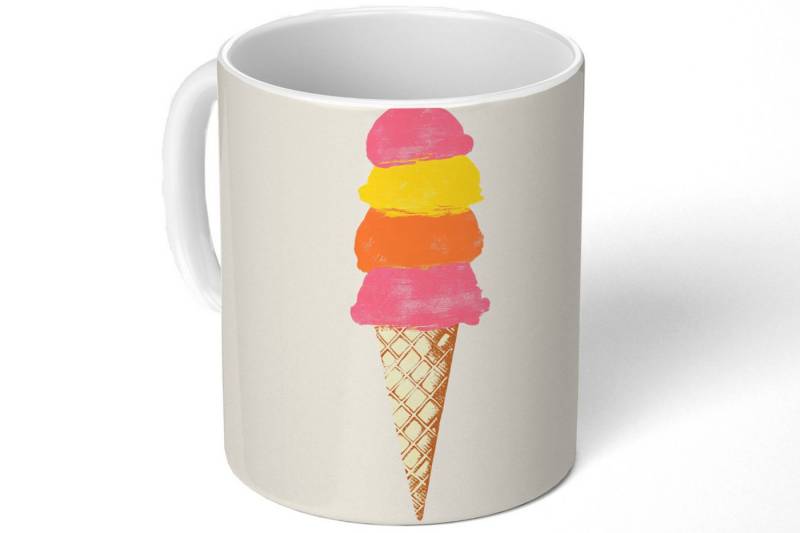 MuchoWow Tasse Schaufel Eiscreme - Hörner - Illustration - Minimalistisch von MuchoWow