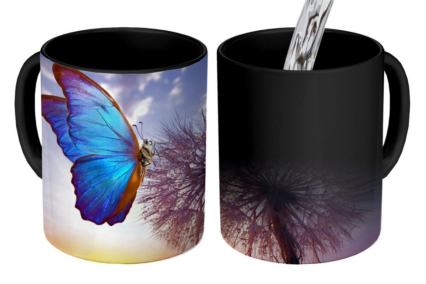 MuchoWow Tasse Schmetterling - Sonnenuntergang - Löwenzahn - Blau MuchoWow Tasse Schmetterling - Sonnenuntergang - Löwenzahn - Blau von MuchoWow