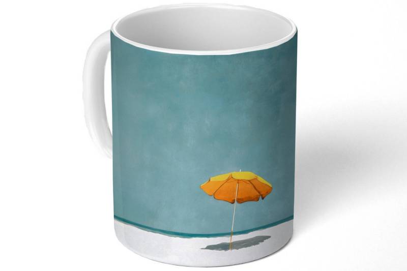 MuchoWow Tasse Sonnenschirm - Gelb - Strand - Meer von MuchoWow