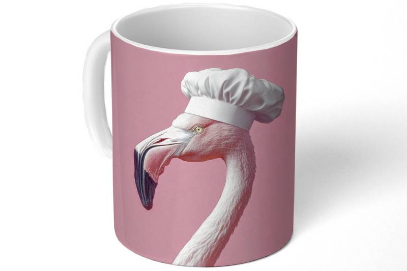 MuchoWow Tasse Flamingo - Rosa - Kochmütze - Vogel MuchoWow Tasse Flamingo - Rosa - Kochmütze - Vogel von MuchoWow